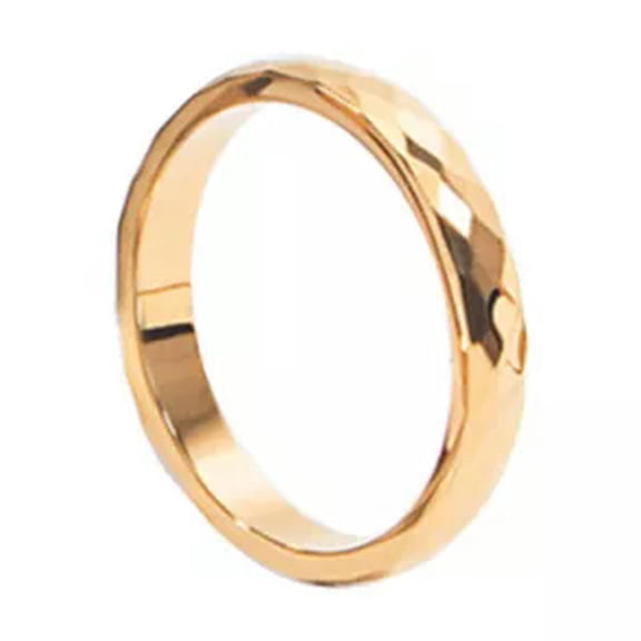 HOOUN Titanium Stainless Steel Rings 3MM Thin Men Women Engagement Ring Jewelry Gift -gold-7
