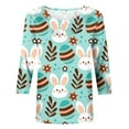 thumbnail image 4 of POTETI Womens Easter,Womens Easter Summer 3/4 Sleeve Crew Neck Graphic Tees for Women, 4 of 5