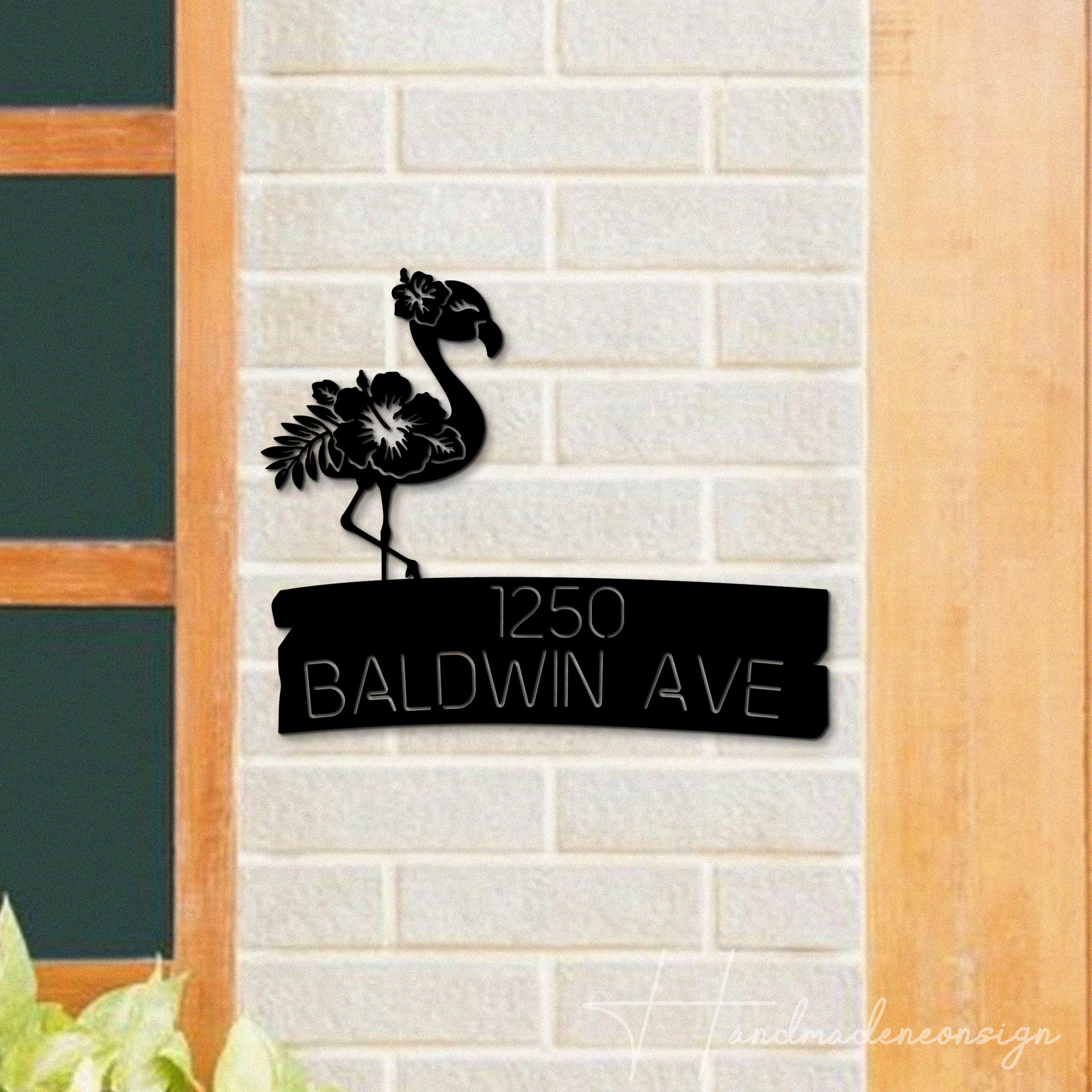 Handmadetneonsign Flamingo Address House Number, Flamingo Home Address Metal, Flamingo House Address 63650