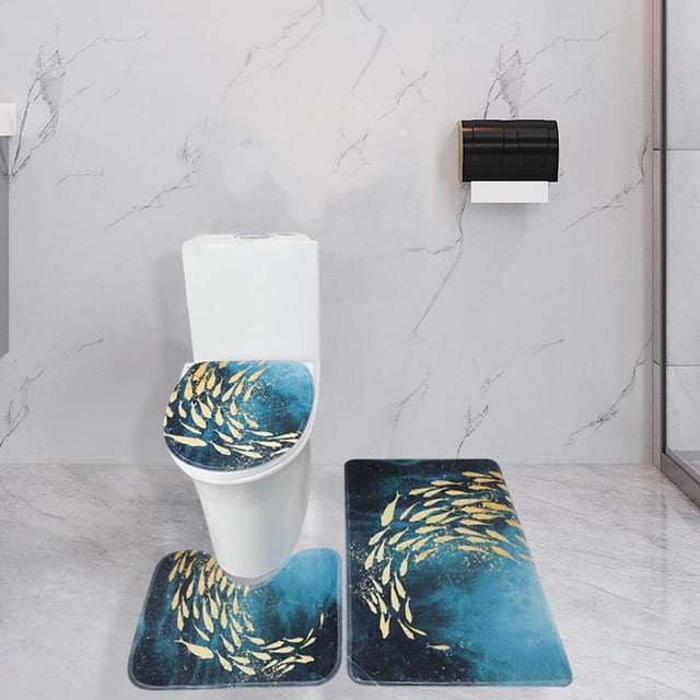 Juego de alfombras de baño Macarena alfombrilla de baño funda para asiento de inodoro absorbente de agua suave forma de U