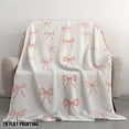 thumbnail image 2 of 1pc Pink Bow & Cream Flannel Throw Blanket - Ultra-Soft Lightweight All-Season Bedspread with White Bow Accent, Pink Bow Pattern on Cream - Cozy Sofa, Bed, Travel & Camping Blanket for,,, Dorm, 2 of 10