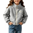 thumbnail image 6 of Wilark Girls Fleece Zip Up Jackets Stand Collar Long SLeeve Casual Fashion Lightweight Relaxed Fit Fall Coat Gray 5, 6 of 6