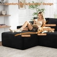thumbnail image 5 of VKHCU 96" Modular Sectional Sofa for Living Room, Cloud Boneless Couches with Upholstered Deep Seat,Modern L Shaped Couch with Chaise, Plush Corduroy Fabric, Black, Left Facing Chaise, No Assembly, 5 of 12