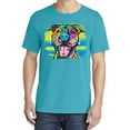 thumbnail image 2 of Wild Bobby,Cute Happy Smiling Dog Rainbow Pitbull Dog Lover Garment-Dyed Washed Look Short Sleeve Tees, Blue Lagoon, Small, 2 of 3