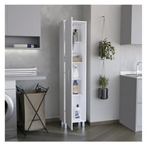 Laska 70" Tall Storage Cabinet Broom Closet with Broom Hangers,and Four Shelves White