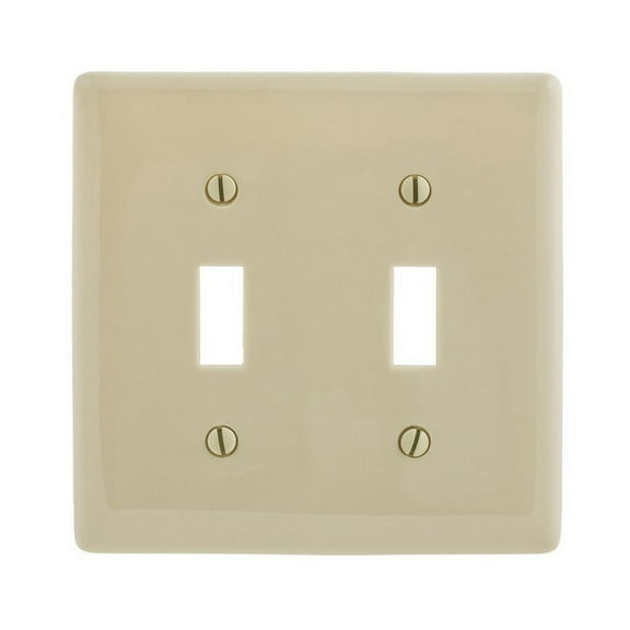 Hubbell NPJ2IZ 2-Gang Ivory Toggle Midsize Nylon Wall Plate