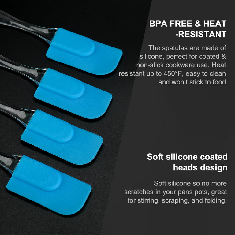 4pcs Small Flexible Silicone Spatula Heat Resistant Non Sticky for Kitchen Blue | Harfington