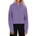 thumbnail image 2 of Langwyqu Spring Fall Women Long Sleeve Casual Hooded Coat Zipper Crop Tops Sweatshirt, 2 of 5