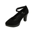 thumbnail image 2 of GERsome Women's Chunky Heels Pumps Closed Pointy Toe Ankle Strap Work Office Wedding Party Dress Shoes, Black Size 6, 2 of 9