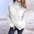 thumbnail image 2 of Hueook Sweaters for Women Trendy Striped Sweater Women Women's Casual with Solid Color Hollow Out Round Neck Knitted Sweater White M, 2 of 8