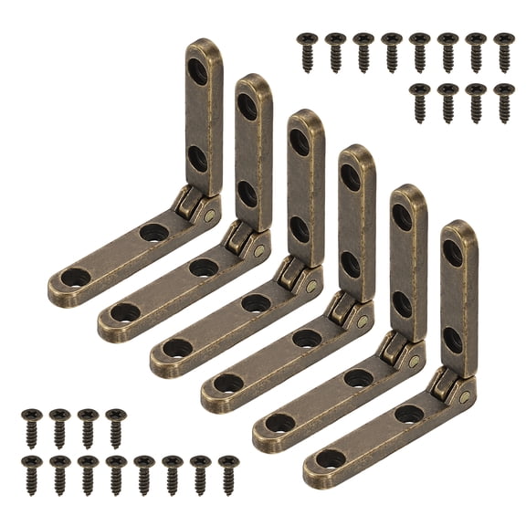 Uxcell 6 Pcs 90 Degree Hinges Mini Hinges Zinc Alloy Bronze Tone, Small Hinge with Screws, 30x30x6mm for Jewelry Box, Wooden Box, Chest Case, DIY Craft