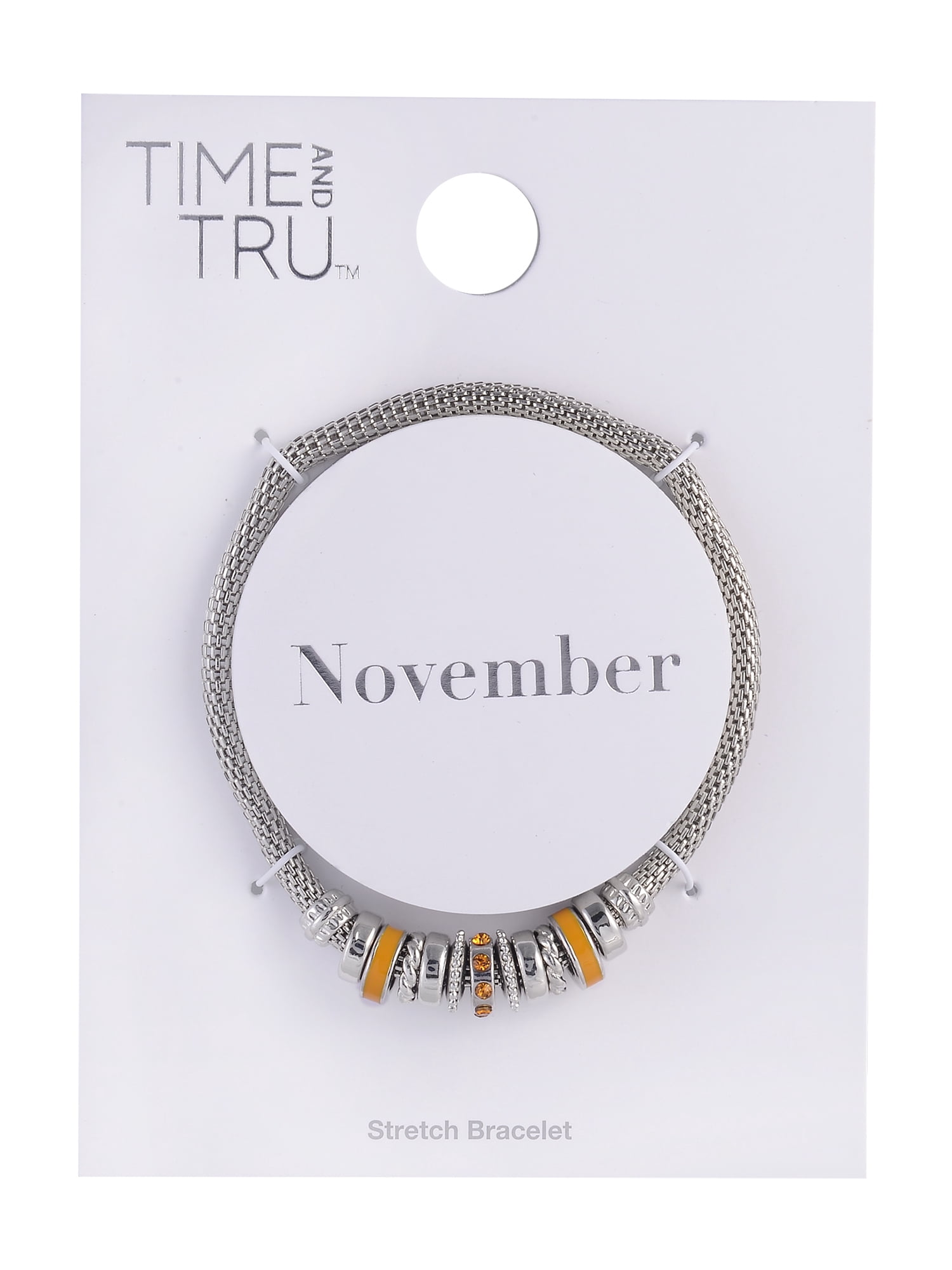 Time and Tru Silvertone Chain with Topaz Birthstone "November" Bracelet