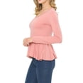 thumbnail image 4 of SSOULM Women's Long Sleeve Stetchy Knit Ruffle Hem Peplum Blouse Top with Plus Size, 4 of 5