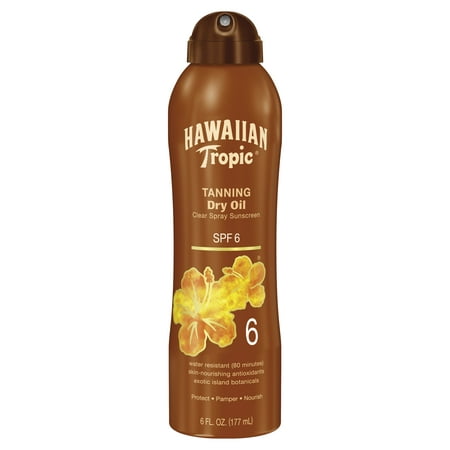 Hawaiian Tropic Dry Oil Clear Spray Sunscreen SPF 6, 6 (Best Spf For Tanning Without Burning)
