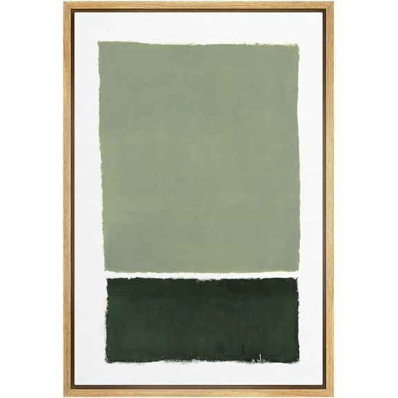 IDEA4WALL Framed Canvas Wall Art Sage Green Rothko Geometric Color Blocks Modern Art Nordic Duotone Abstract Print Contemporary Relax/Calm for Living Room, Bedroom, Office - Natural 24"x36"