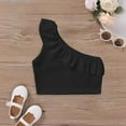 thumbnail image 2 of HBFAGFB One Shoulder Tank Tops for Girls Slim Sleeveless T-Shirt Dancewear Fashion Clothing Black Size 6Y, 2 of 5