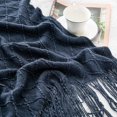 thumbnail image 5 of Knit Diamond Pattern Decorative Throw Blanket for Couch Chair Sofa Home Decor (Navy, 50"x60"), 5 of 5