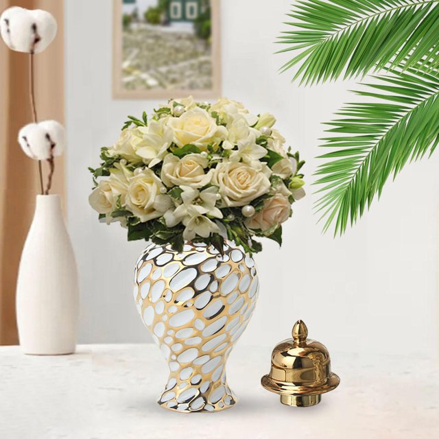 Jarrón de para jengibre, florero de cerámica, colección de arreglos florales, artesanía, tarro de almacenamiento decorativo versátil, tarro 13cmx26cm BLESIY Tarro de jengibre de cerámica