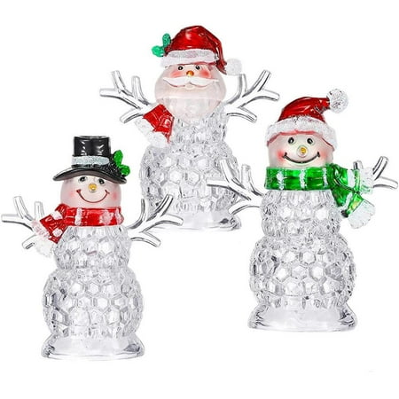 

Justhard 3 Pcs Christmas Snowman Light Lamps Acrylic Santa Night Light Color Changing Night Lights Xmas Light Lamps Table Decors