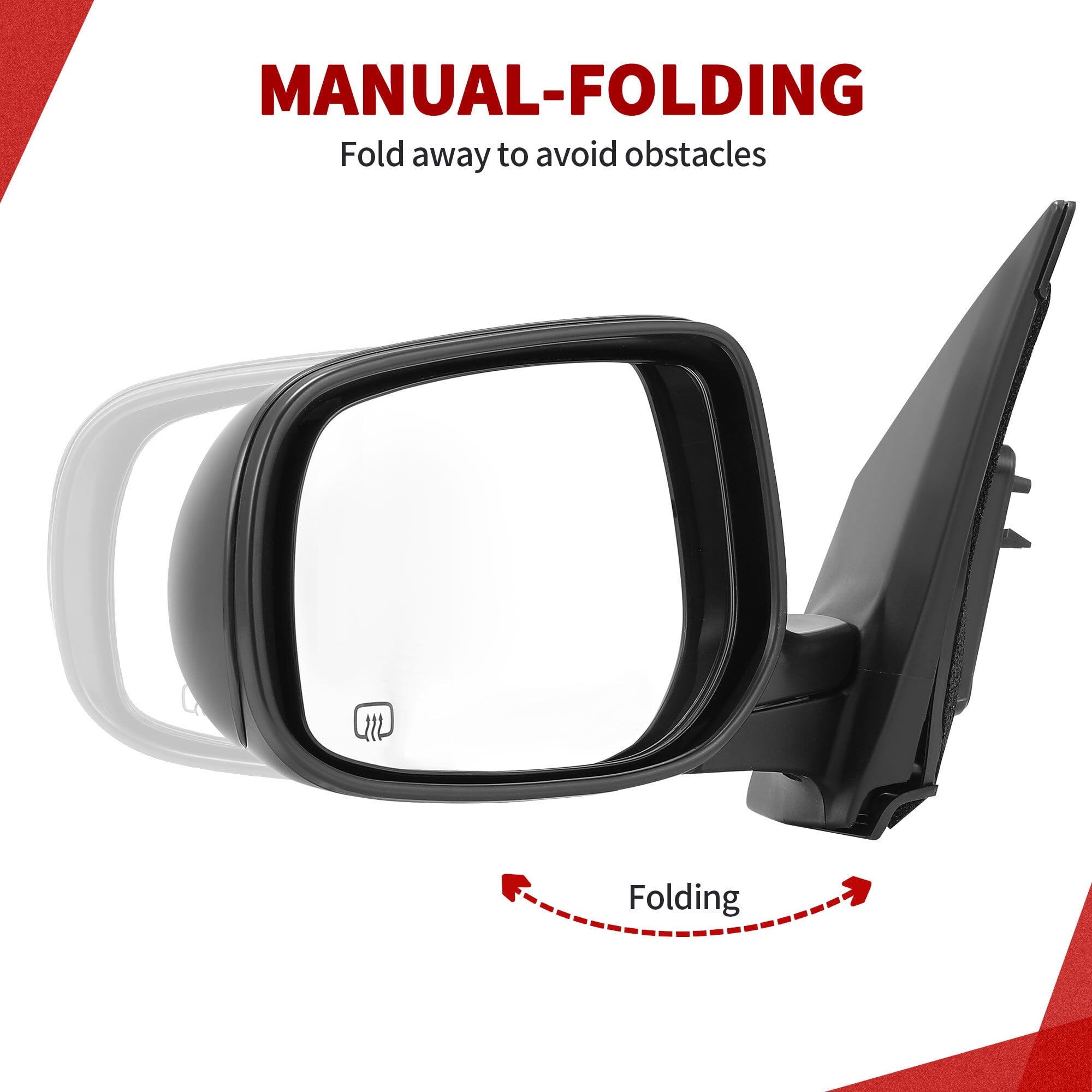 LEDKINGDOMUS Left Driver Side Power Adjusting Heated Manual Folding Black Mirror Compatible With 2009 2010 2011 2012 2013 Toyota Corolla Door Mirror Replacement