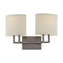 Nuvo Lighting Gemin Bronze and Khaki Fabric Shadesi 2-Light Vanity Fixture