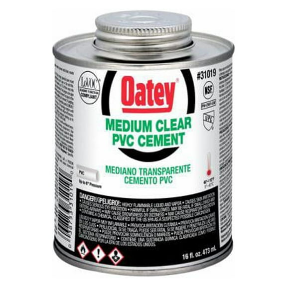 Oatey 31019V PVC Pipe Cement, Clear, 16 oz. - Quantity 24