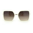 thumbnail image 2 of Lion Emblem Diva Oversize Rectangle Butterfly Luxury Fashion Sunglasses Ivory Gold - Brown, 2 of 4