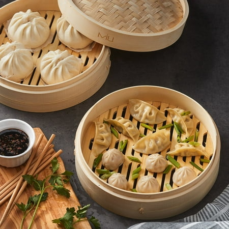 MIU 10” 2-Tier Bamboo Steamer Basket