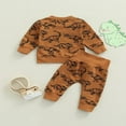 thumbnail image 4 of Autumn Causal Infant Boy Clothes 2pcs Cartoon Dinosaur Printed Long Sleeve Sweatshirt Pants Set Yellow 18-24 Months, 4 of 9