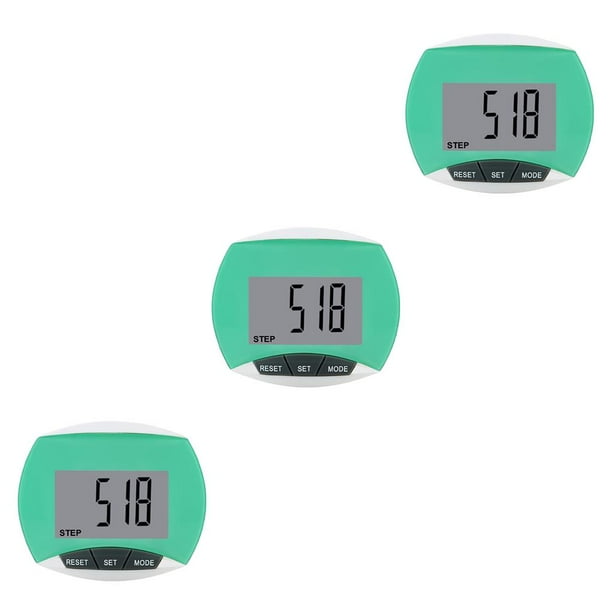 Podómetro Soidarity Pantalla LCD Contador de pasos Clip para cinturón Verde claro