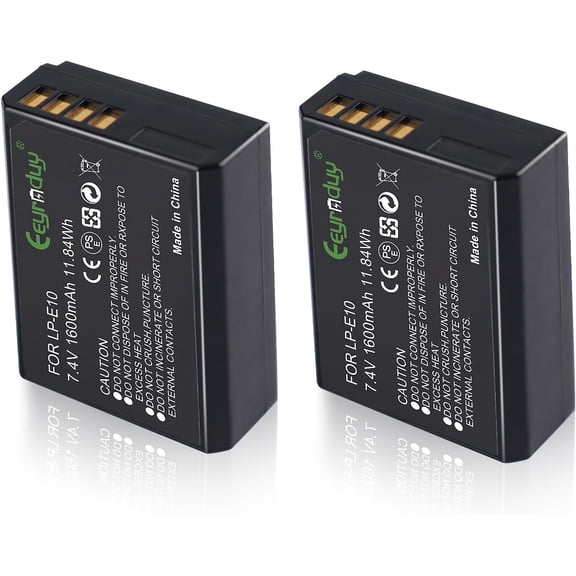 2-Pack of -E10 Batteries for Canon EOS Rebel T7 T6 T5 T3, Kiss X50 X70, EOS 1100D 1200D 1300D 2000D Digital Camera