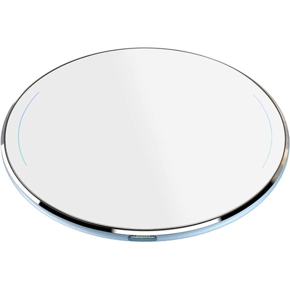Wireless Charger Thin Aviation Aluminum Computer Numerical Control Technology Fast Charging Pad Sky Blue (NO AC Adapter)