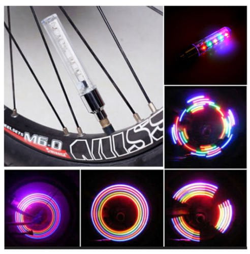Colorful Car Bicycle Wheel Tyre LED Light Tire Valve Cap Spoke Neon Flash Lamp 