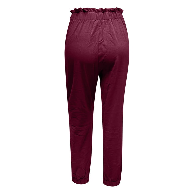 HAPIMO Savings Cotton Linen Pants for Women Solid Color Womens