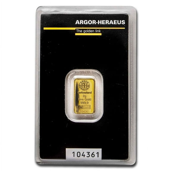 2 gram Gold Bar - Argor-Heraeus KineBar Design (In Assay)