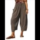 thumbnail image 1 of Pantalones Palazzo Harem Informales Holgados con Cordón para Mujer, para Verano, Playa, Viajes, Vacaciones, con Bolsillos. Café M, 1 of 6