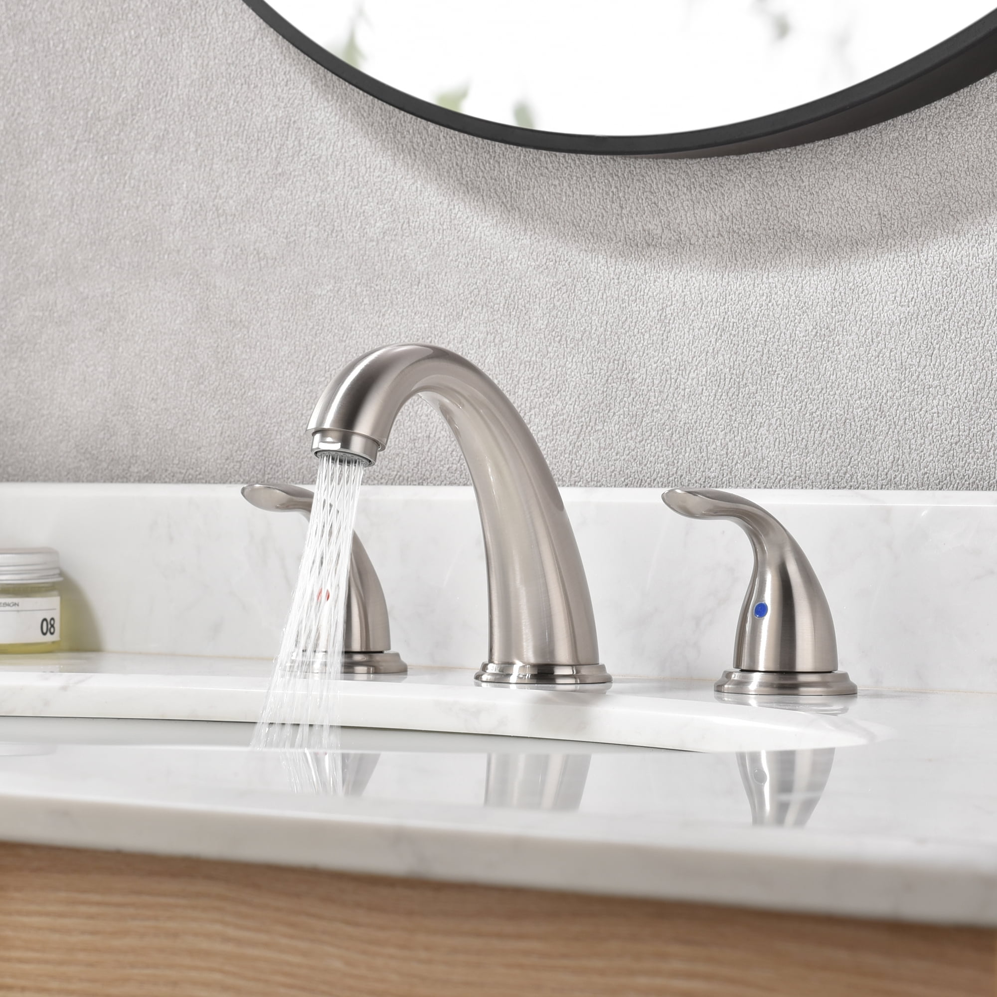 sumerain 8 Inch Widespread Bathroom Faucet 3 Hole 2 Handle Lavatory Sink Faucet, Brushed Nickel