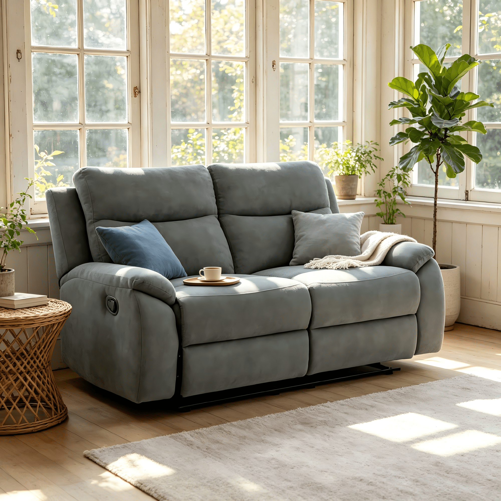 AC Pacific Ronald Contemporary Reclining Loveseat, Grey