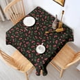 thumbnail image 2 of Black Christmas Cherry Pattern Square Tablecloth,Waterproof Square Table Cover,Wipeable Spillproof Washable Table Cover for Home Kitchen Party Decor 52"x52"(132x132cm), 2 of 6