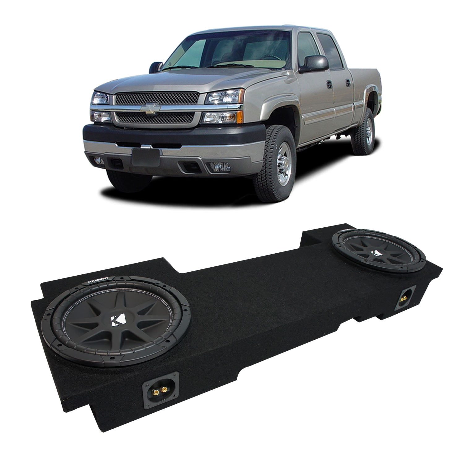 0106 Chevy Silverado HD Crew Truck Kicker Comp C10 Dual 10" Sub Box