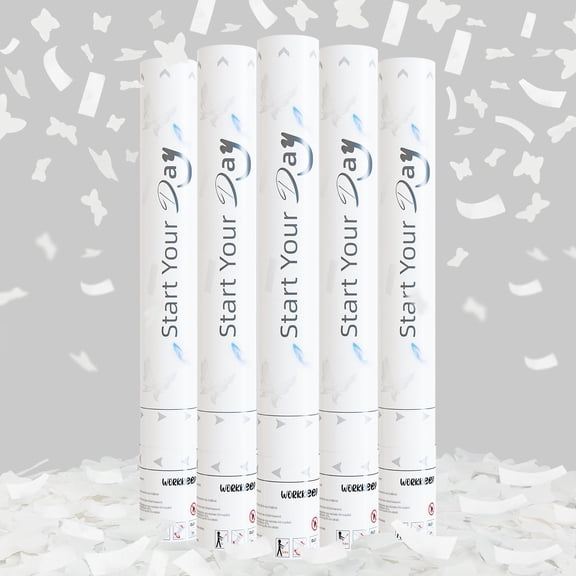 White Butterfly Confetti Poppers, 15 Inch Butterfly Party Poppers for Birthday, Wedding, Halloween Celebrations - Air Powered Confetti Gun