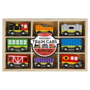 Melissa & Doug Wooden Magnetic Train Cars - 8 Piece Educational and Skill-Building Wooden Toy for Boys and Girls
