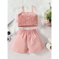 thumbnail image 3 of Toddler Girls Summer Solid Color Sleeveless Front Bow Cami Tops with Shorts Outfit, 3 of 9
