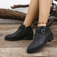 thumbnail image 4 of WRKEKC Womens Boots Pointed Toe Buckle Strap Chunky Heel British Style Mid Heel Short Boots Casual Shoes, 4 of 9