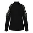 thumbnail image 3 of Pntutb Women Solid Color Long Sleeve Turtleneck Rhinestone Shirt Tops, 3 of 5