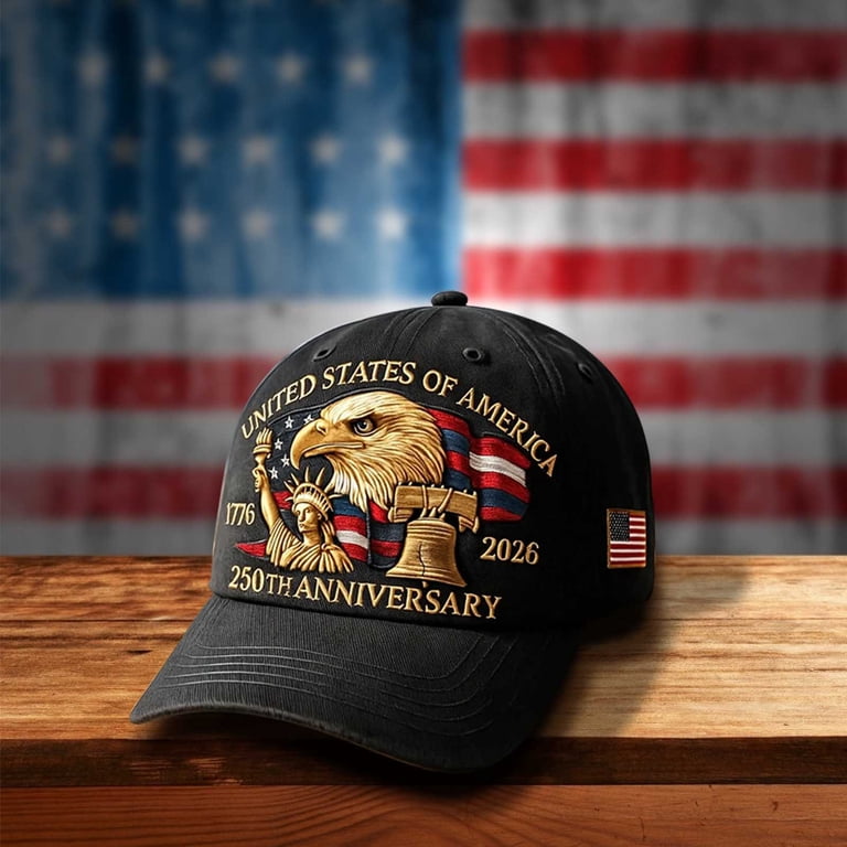 Patriotic Baseball Cap 250th Anniversary USA Hat Embroidered Eagle Retro U.S. 250th Anniversary Patriotic Baseball Hat, Eagle  main image 4