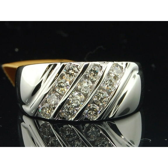 Diamond Ring Engagement Wedding Band Mens 10K White Gold Round Cut 1.01 Ct.