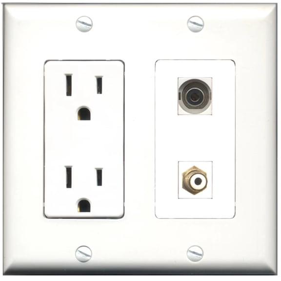 Ultra Spec Cables 15 Amp Power Outlet 1 Port RCA 1 Port 3.5mm Wall Plate