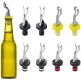 thumbnail image 1 of 8 unidades, tapón de botella de vino de silicona reutilizable, tapones de vino manuales con prensa manual de acero inoxidable para vino, champán, bebidas de cerveza carbonatadas (4 colores), 1 of 3
