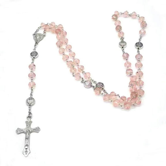 UNTERING Necklace Crystal Bead Catholic Rosary Necklace Pendant Choker Religious Necklaces Long Chain Prayer Charm Jewelry